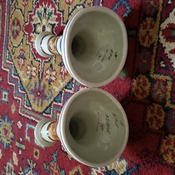 ❤ VINTAGE | Tonala Mexican Pottery Candle Holders Sun Motif Signed - Picture 7 of 16